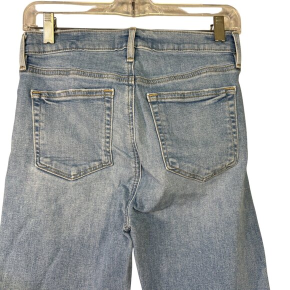 High-Waisted Loft Skinny Jeans Blue Denim Distressed Hem Womens Size 2 - Picture 5 of 8